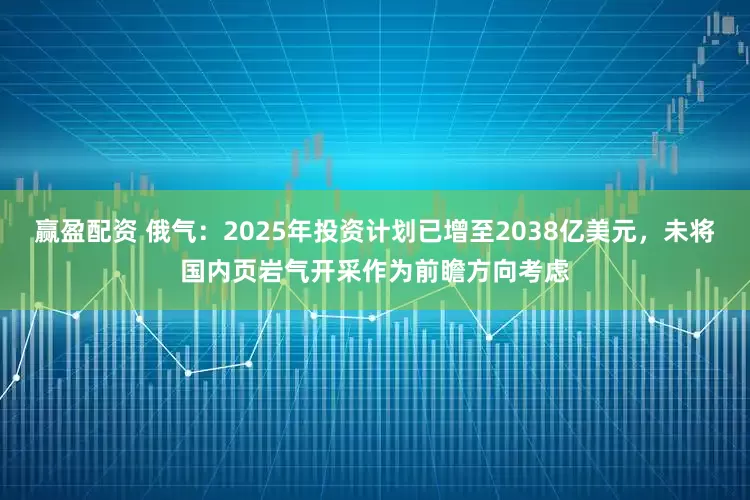 赢盈配资 俄气：2025年投资计划已增至2038亿美元，未将国内页岩气开采作为前瞻方向考虑